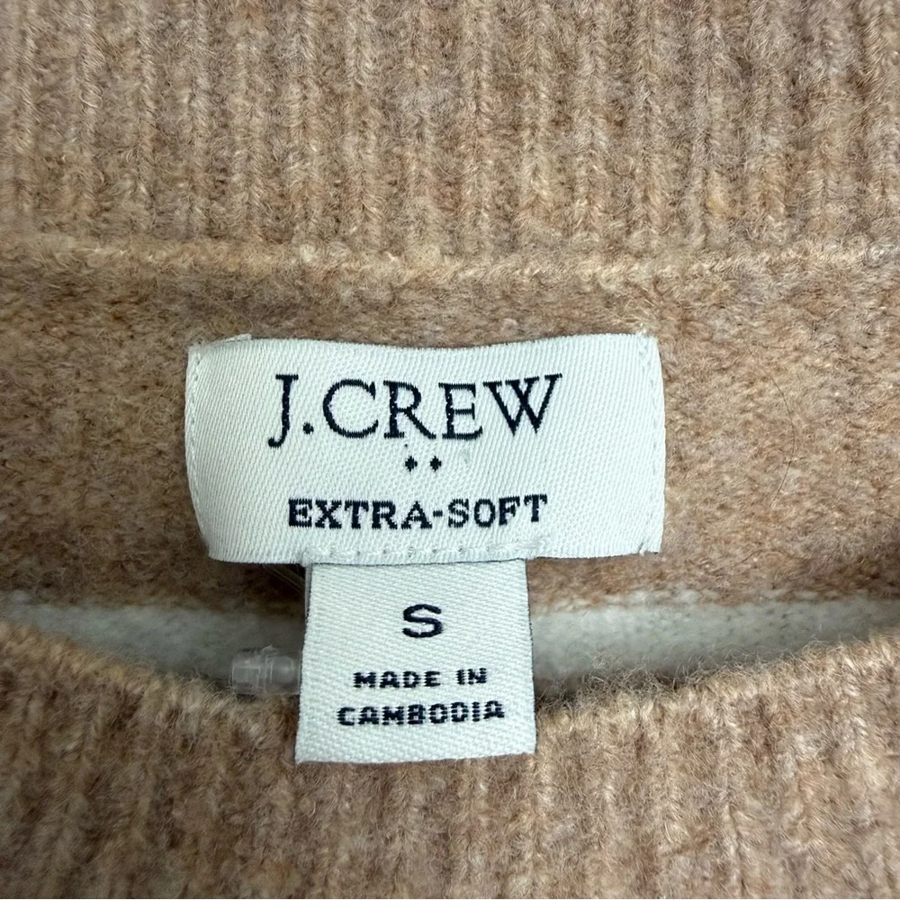 NWT J.Crew Extra Soft Tan White Merino Wool Blend Sweater Size Small Preppy Cozy